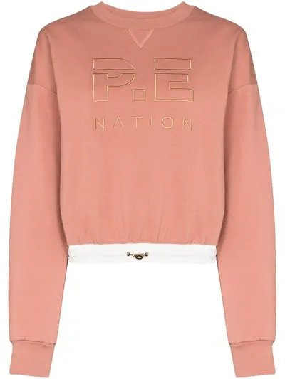 P.e Nation Block Pass Logo-embroidered Sweatshirt In Pink