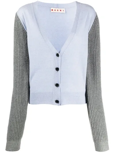 Marni Colour-block Cashmere-blend Cardigan In Blue