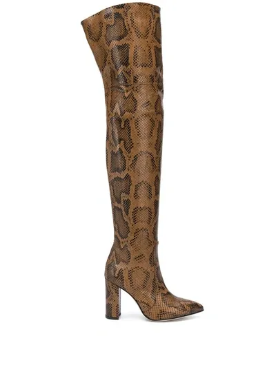 Paris Texas Snakeskin Effect Boots In Brown