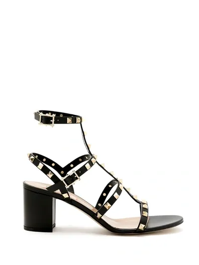 Valentino Garavani Rockstud Strappy Sandals In Black