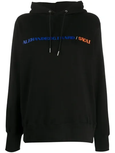 Sacai X Alexander Girard Logo Print Hoodie In Black