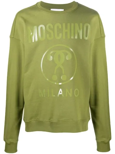 Moschino Cotton Sweatshirt With Double Question Mark Print In Fuchsia