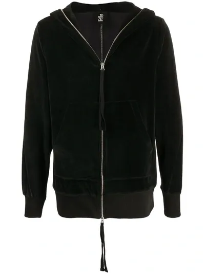 Thom Krom Velour Zip Front Hoodie In Black