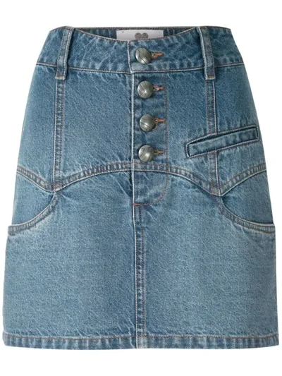 Andrea Bogosian Rotin Denim Skirt In Blue