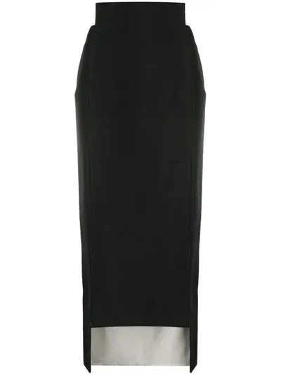 Maison Flaneur Side Slit Pencil Skirt In Black