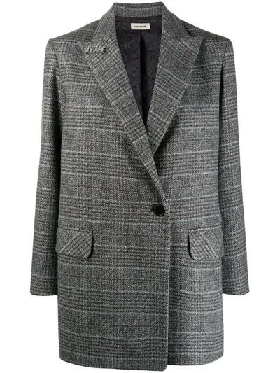 Zadig & Voltaire Houndstooth Single-breasted Coat In Grey