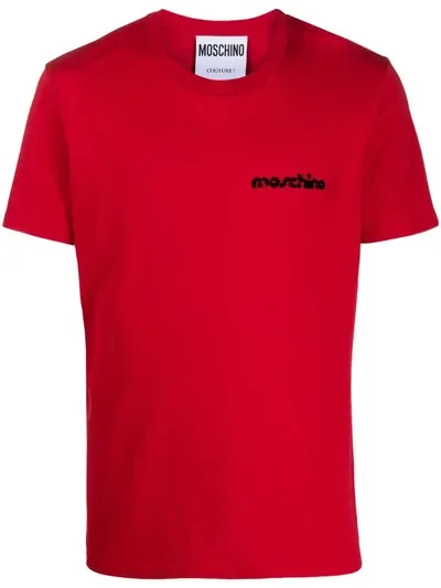 Moschino Chest Logo T-shirt In Red