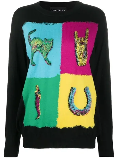 Boutique Moschino Graphic Print Jumper In Black