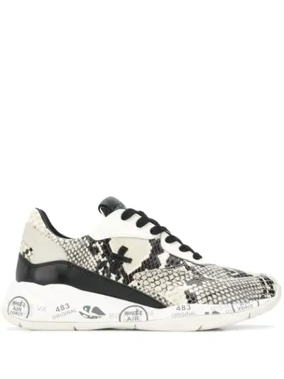 Premiata Scarlett Snakeskin-effect Sneakers In White