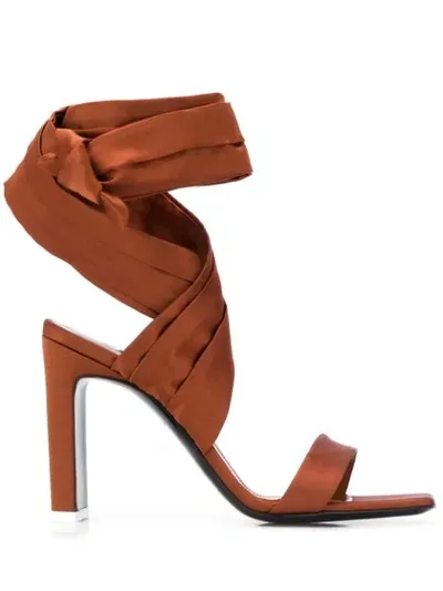 Attico Wrap-around Ankle Tie Sandals In Brown