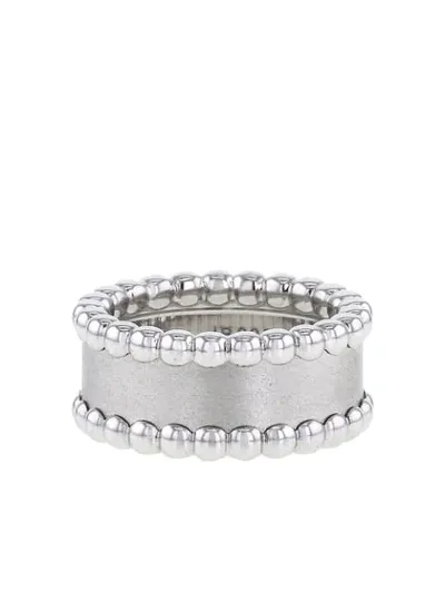 Pre-owned Van Cleef & Arpels 2018  White Gold Perlée Ring In Silver