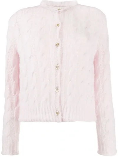 Marni Cable Knit Cardigan In Pink