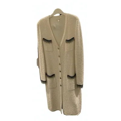 Pre-owned Escada Tweed Coat In White