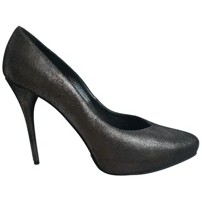 Pre-owned Balmain Leather Heels In Anthracite