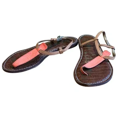 Pre-owned Sam Edelman Leather Flip Flops In Orange