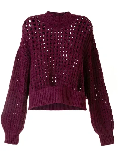 Lhd Open Knit Sweater In Purple