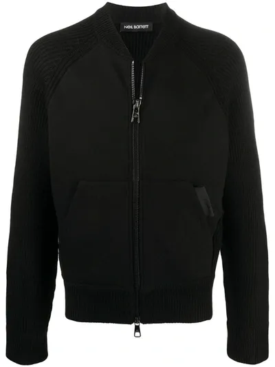 Neil Barrett Knitted Zip Front Cardigan In Black