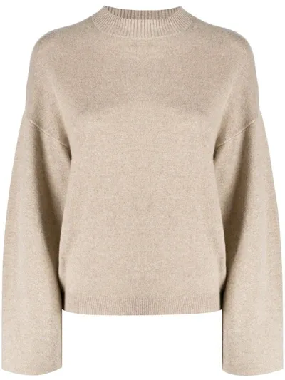 Loulou Studio Crew Neck Balloon Sleeve Jumper In Neutrals