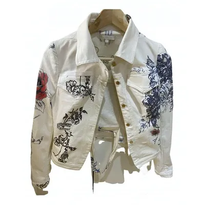 Pre-owned Roberto Cavalli Biker Jacket In White