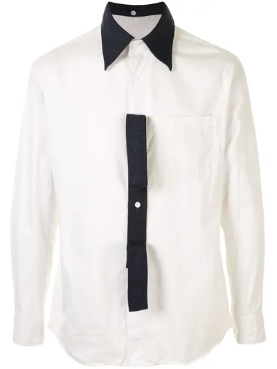 Pre-owned Yohji Yamamoto Double-placket Contrasting Shirt In White