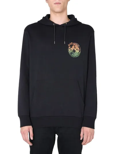 Paul Smith Logo-print Long-sleeved Hoodie In Black