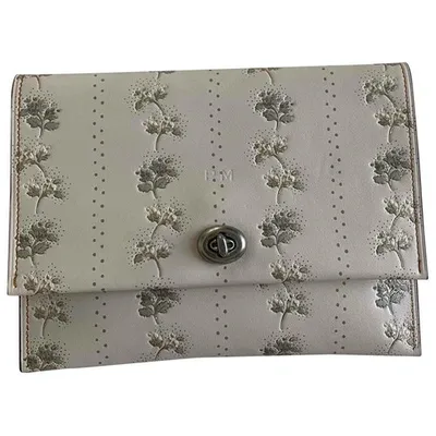 Pre-owned Coach Leather Clutch Bag In Beige