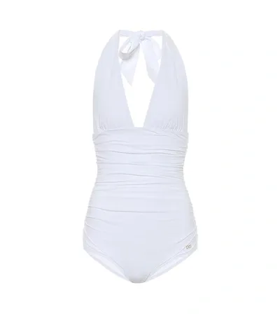 Dolce & Gabbana Halterneck Swimsuit In White