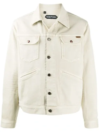 Tom Ford Buttoned Denim Jacket In Beige