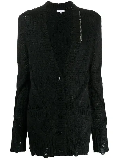 Patrizia Pepe Chunky-knit V-neck Cardigan In Black