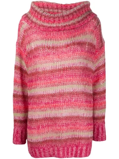 Twinset Oversized Striped Jumper In Pink