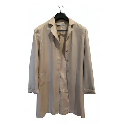 Pre-owned Miu Miu Trench Coat In Beige