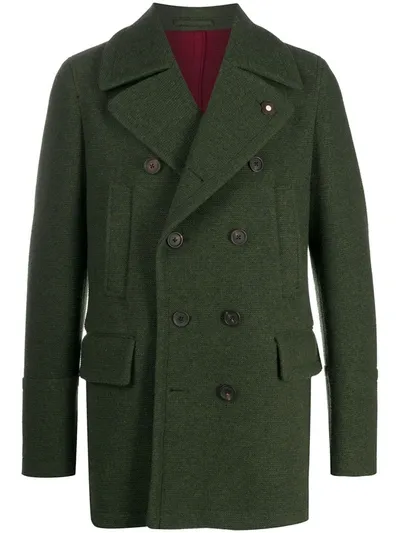 Lardini Double-breasted Coat In Green