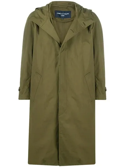 Comme Des Garçons Homme Deux Concealed Front Parka Coat In Green