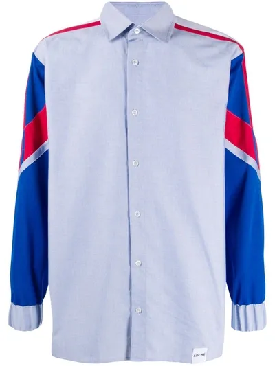 Koché Panelled-sleeves Cotton Shirt In Blue