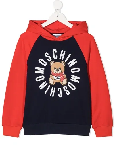 Moschino Kids' Teddy Bear Colour Block Hoodie In Blue