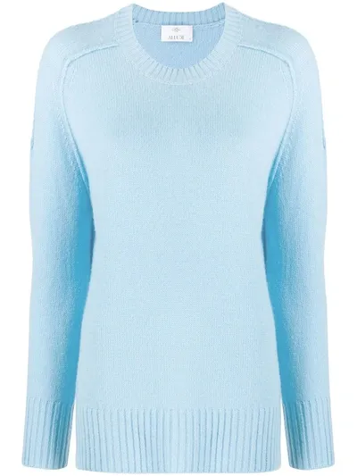 Allude Ribbed-trim Crew Neck Jumper In Blue