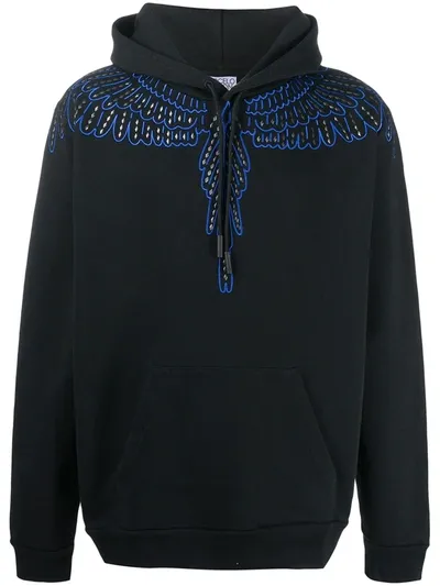 Marcelo Burlon County Of Milan Wings Print Long-sleeved Hoodie In Black