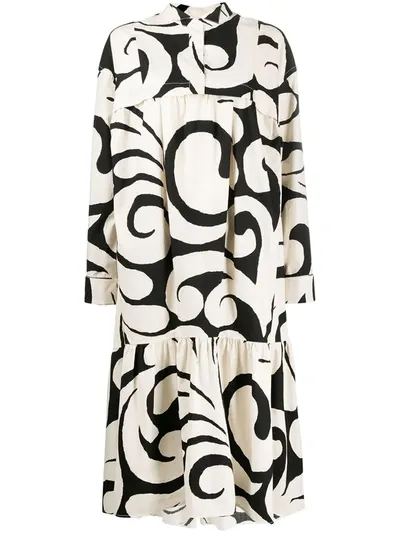 Marni Abstract-print Dress In Neutrals