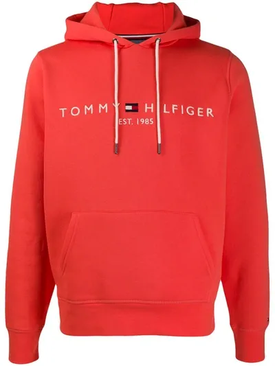 Tommy Hilfiger Long Sleeve Printed Hoodie In Orange