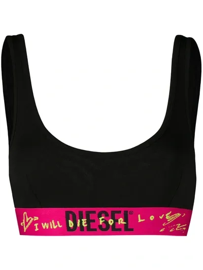 Diesel Ufsb Logo Band Wire-free Bra In Black