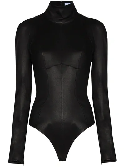 Mugler High-neck Long-sleeve Bodysuit In Black