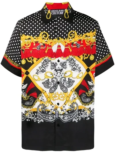 Versace Jeans Couture Baroque Print Short-sleeve Shirt In Black