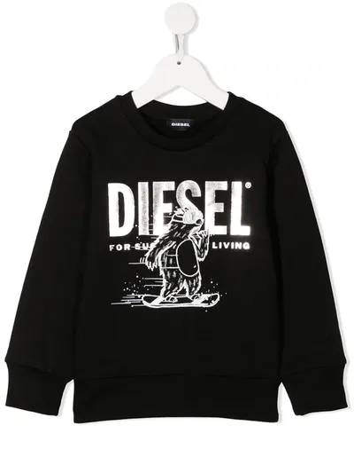 Diesel Kids' Logo Graphic Print Sweatshirt In Black