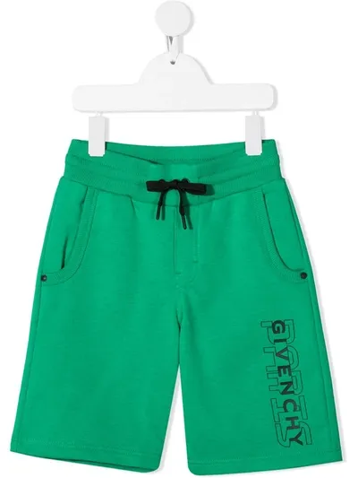 Givenchy Kids' Logo Print Drawstring Shorts In Green