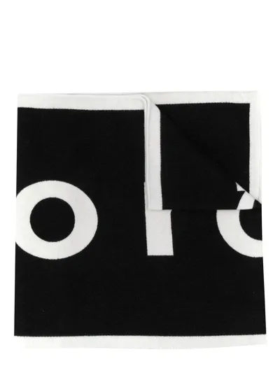 Rabanne Logo Intarsia Straight Hem Scarf In Black