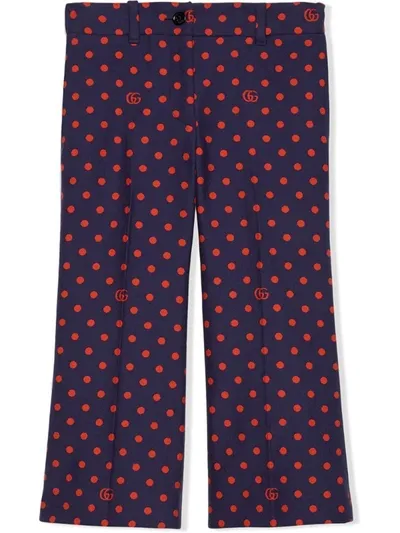 Gucci Kids' Polka-dot Tailored Trousers In Blue