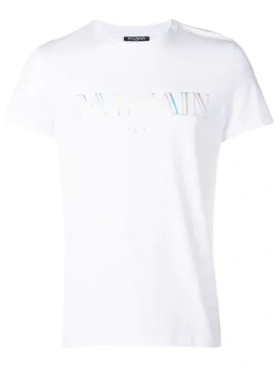 Balmain Logo Print T-shirt In White