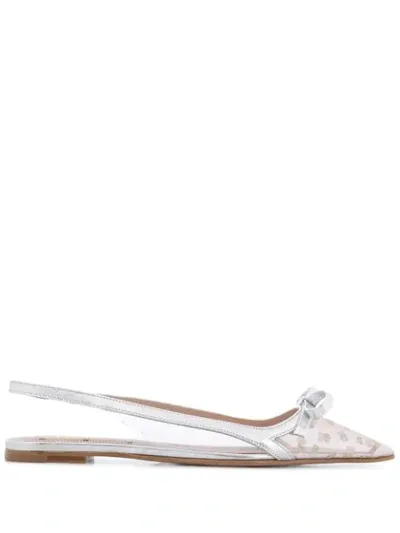 Red Valentino Sandie Glitter Ballerina Shoes In Silver