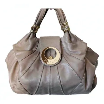 Pre-owned Versace Leather Handbag In Beige