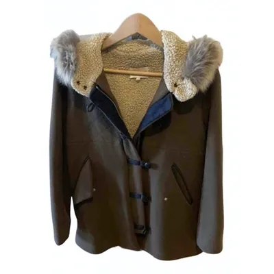 Pre-owned Sandro Coat In Khaki